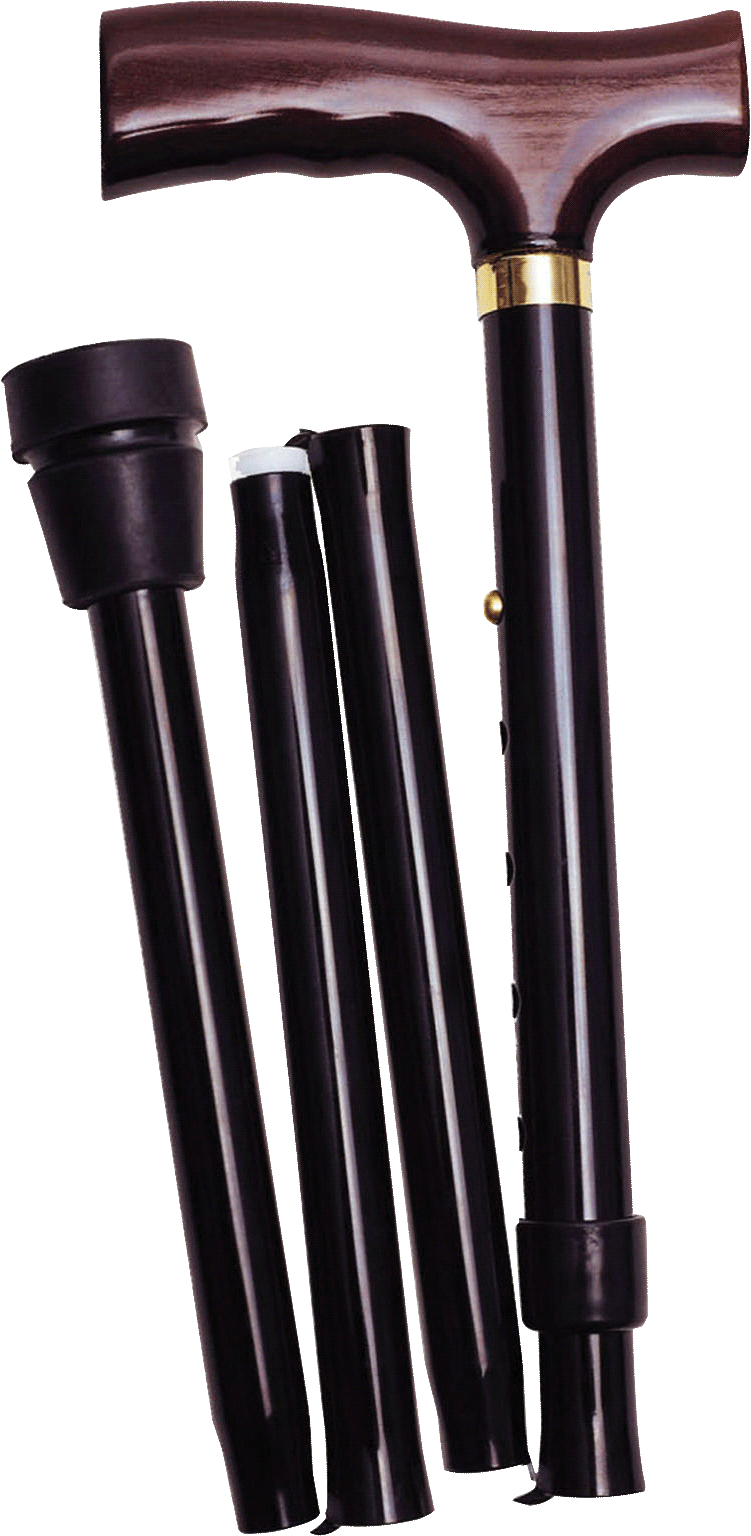 Folding Travel Cane with Fritz Handle, Black, 33" - 37" 1 Each