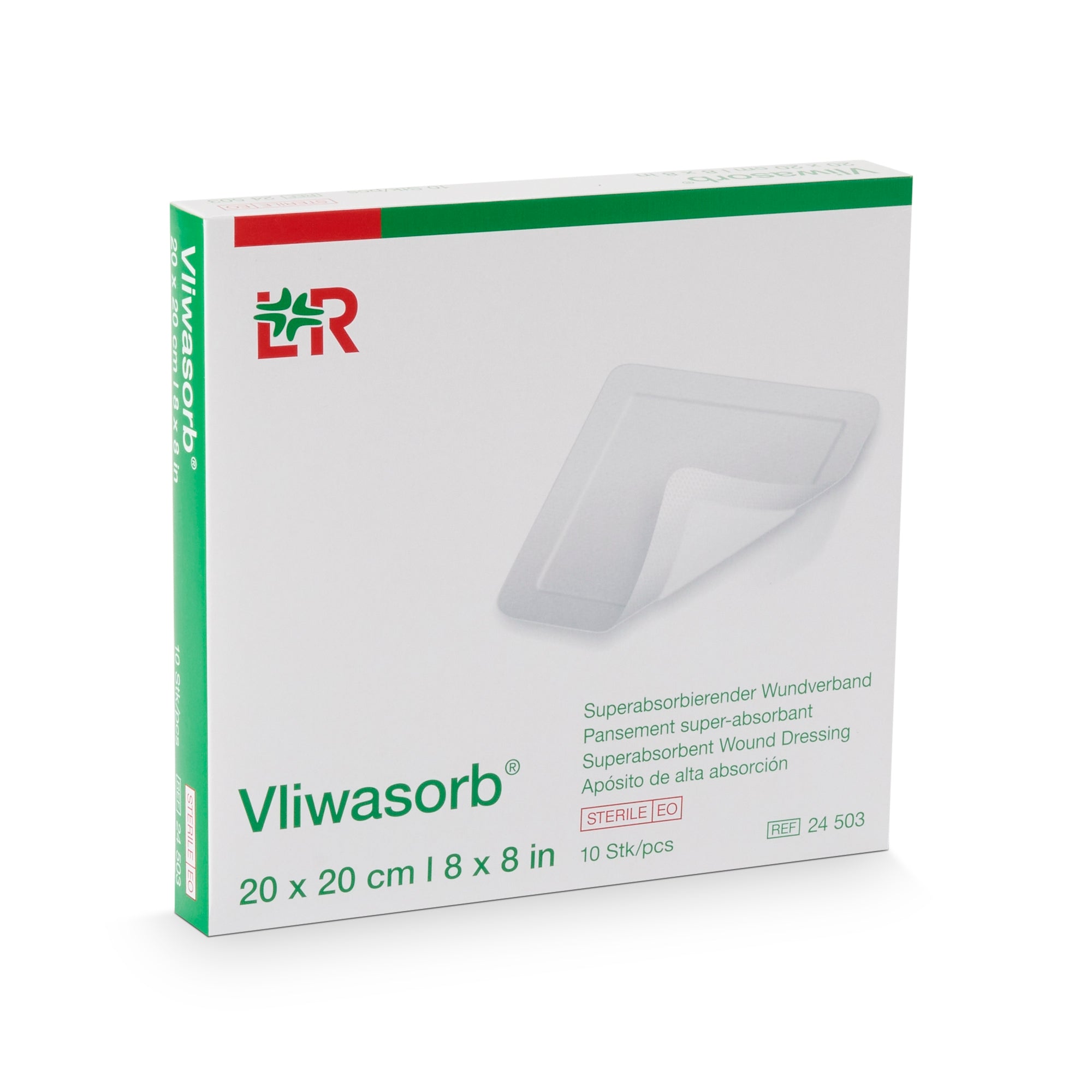 Vliwasorb Superabsorbent Wound Dressing, Non-Adhesive 8" x 8" Square