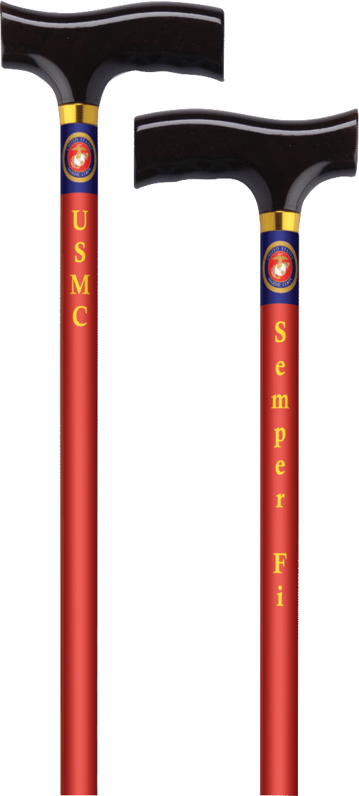 Straight Cane with Fritz Handle, US Marine 1 Each