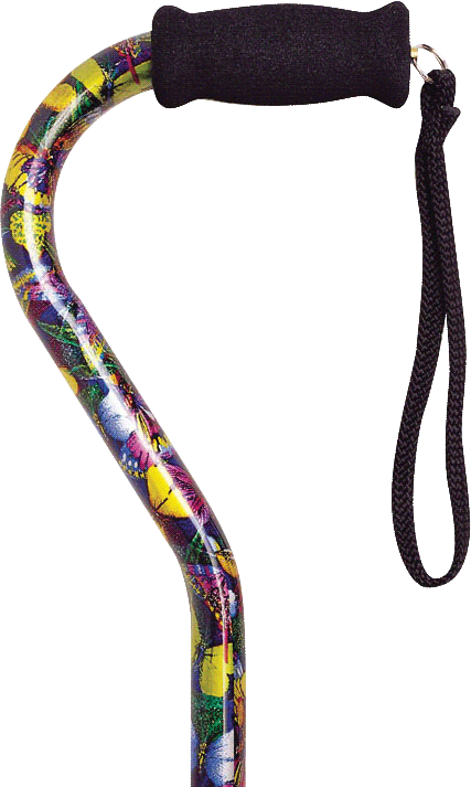Offset Handle Cane, Butterfly 1 Each