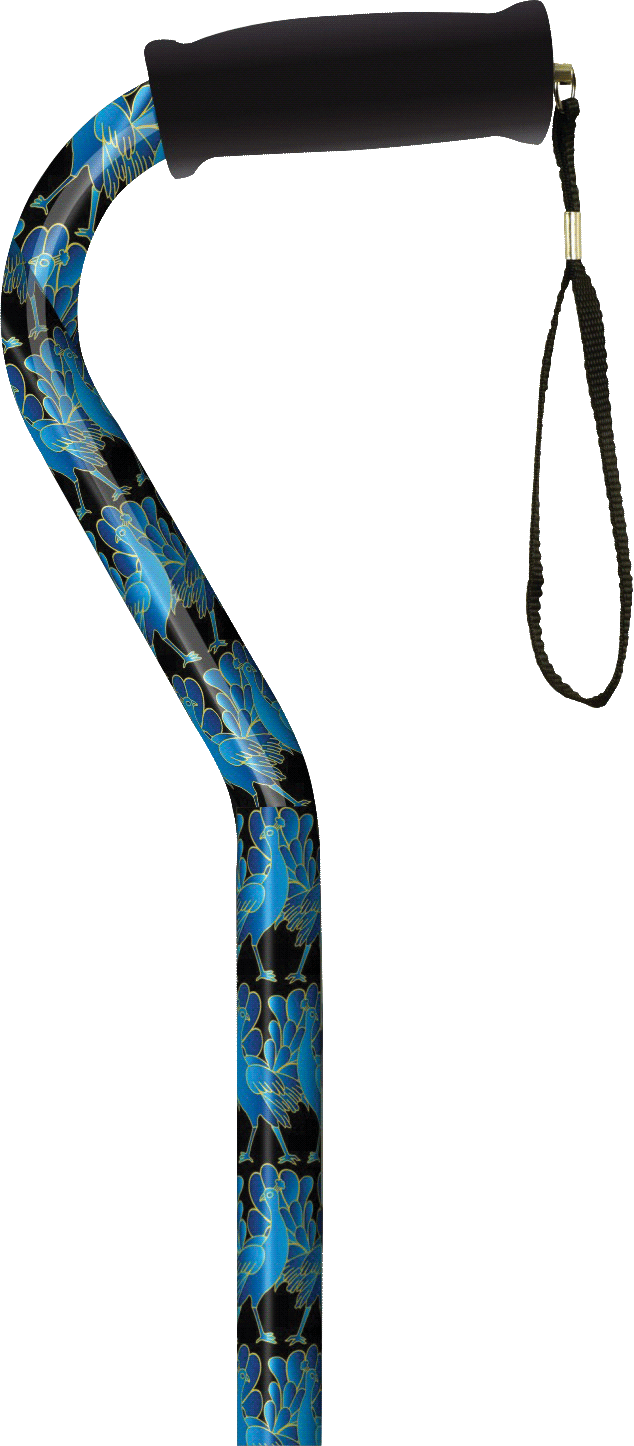 Offset Handle Cane, Blue Peacock 1 Each