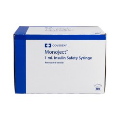 Monoject Insulin Safety Syringe with 29G x 1/2" L Needle and Accu-tip