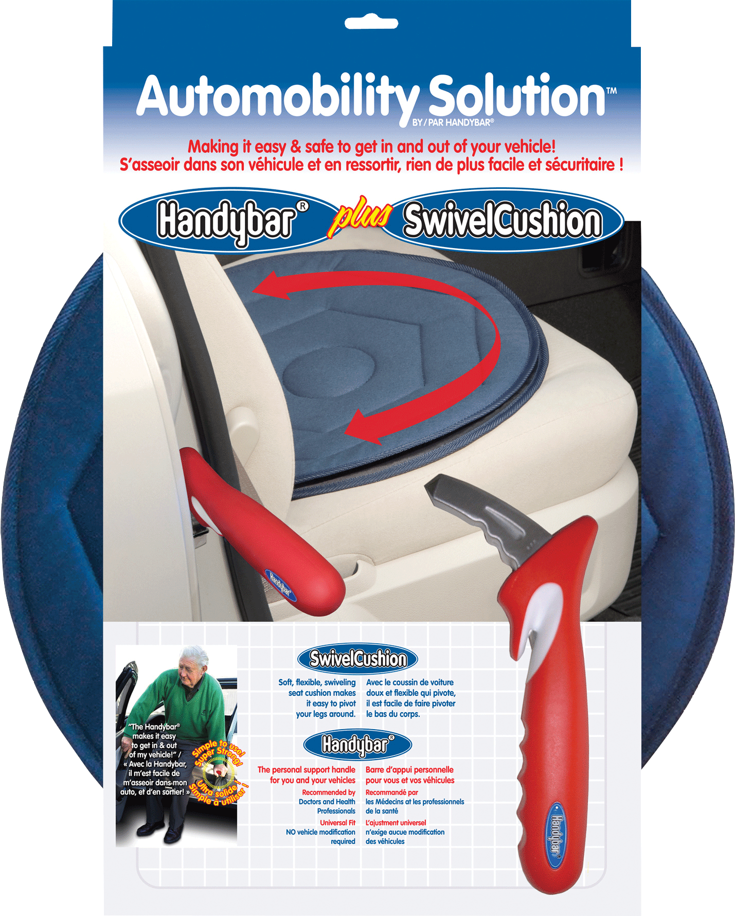 Swivel Cushion and Handy Bar Combination Universal Fit 1 Each