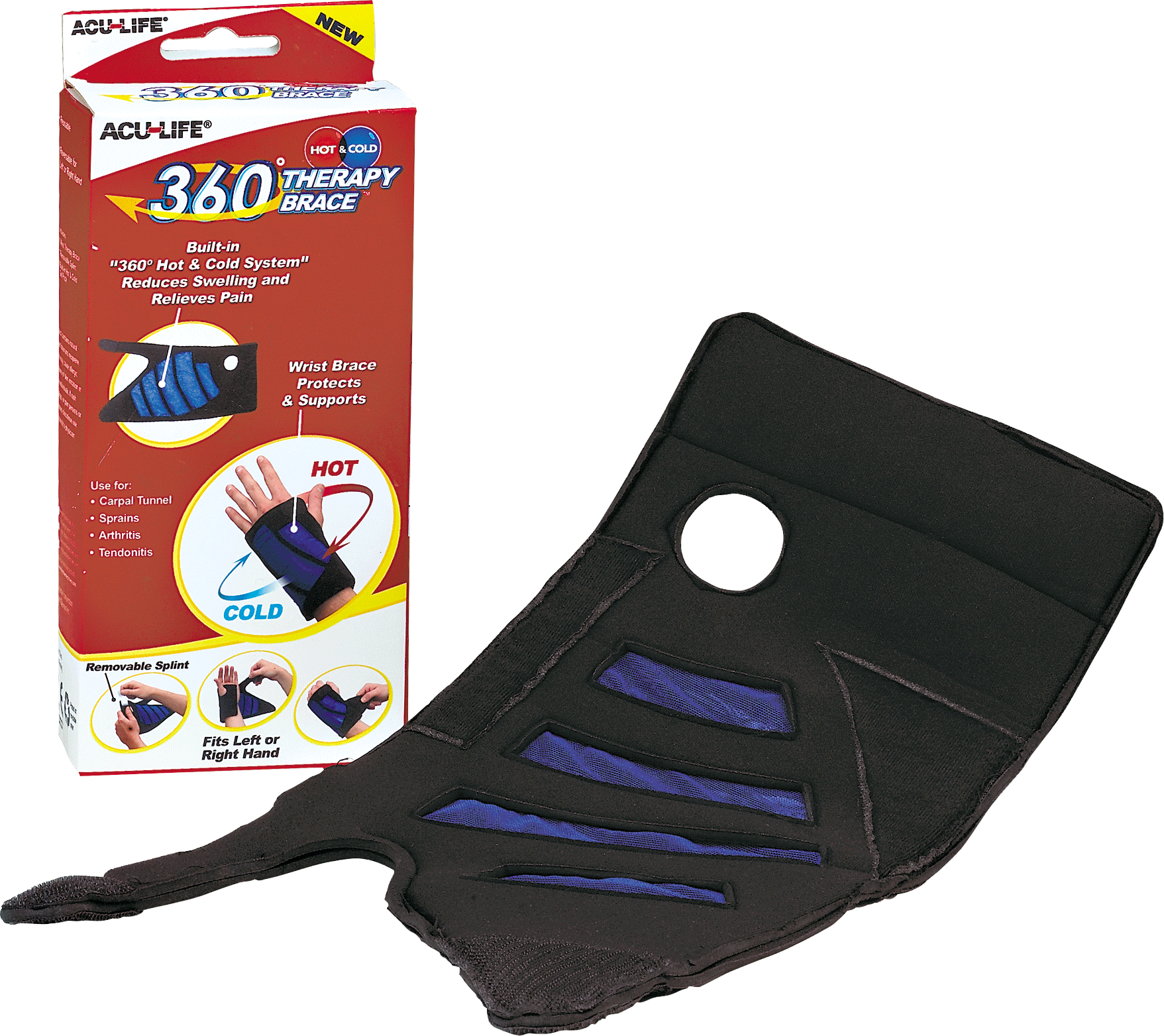 360 Cold Therapy Wrist Brace, Black, Universal 1 Each