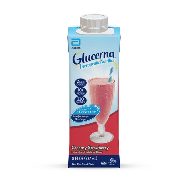 Glucerna Therapeutic Nutrition Shake, Strawberry, 8 oz. Institutional Carton