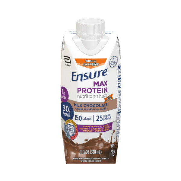 Ensure Max Protein, Milk Chocolate With Caffeine, Ready-to-Drink, 11 oz, Retail