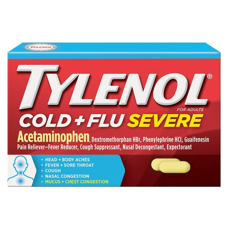 Tylenol Cold + Flu Severe Caplets, 100 ct 100 Box