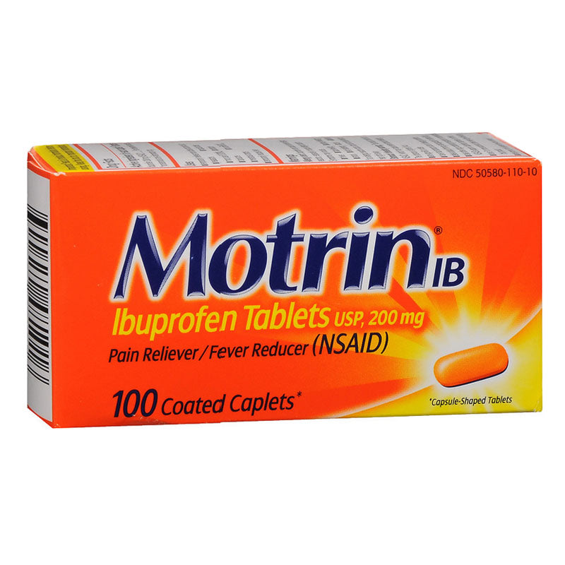Motrin IB 200 mg Ibuprofen Caplets, 100 Count 1 Each