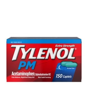 Tylenol PM Extra Strength Pain Reliever/Nighttime Sleep-Aid Caplets, 150 ct 1 Each