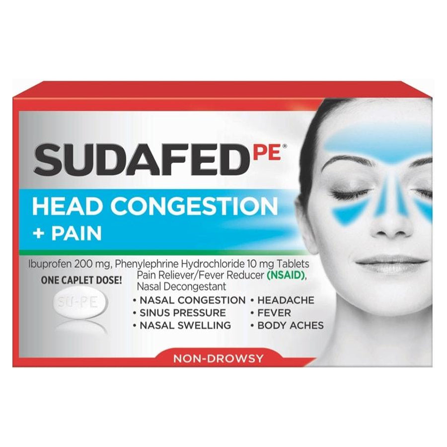 Sudafed PE Sinus Head Congestion + Pain Non-Drowsy Caplets 20 ct 1 Each