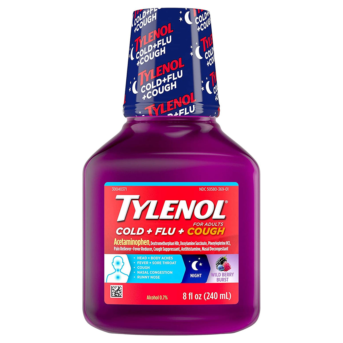 Cold + Flu+ Cough Night Wild Berry Liquid 8 fl oz 1 Each