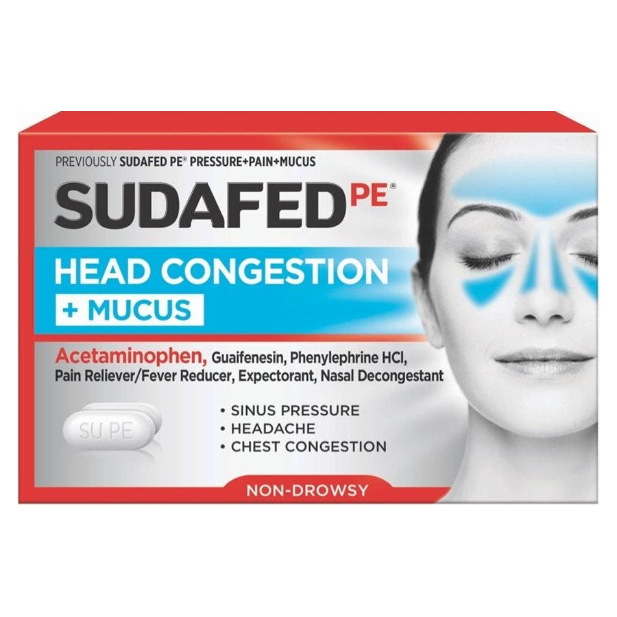 Sudafed PE Sinus Head Congestion + Mucus Non-Drowsy Tablets 24 ct 1 Each