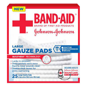J & J Band-Aid First Aid Gauze Pads 4" x 4" 25 CT 25 Box