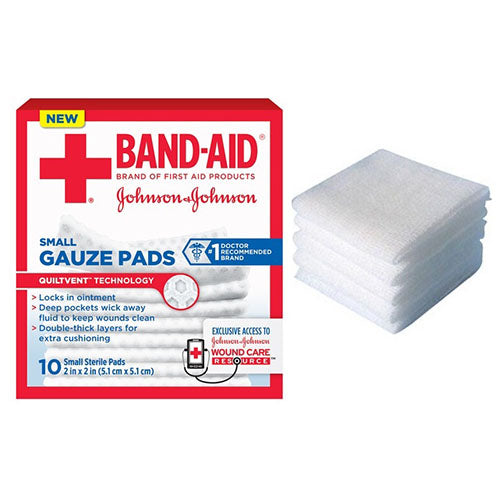 J & J Band-Aid First Aid Gauze Pads 2" x 2" 10 CT 10 Box