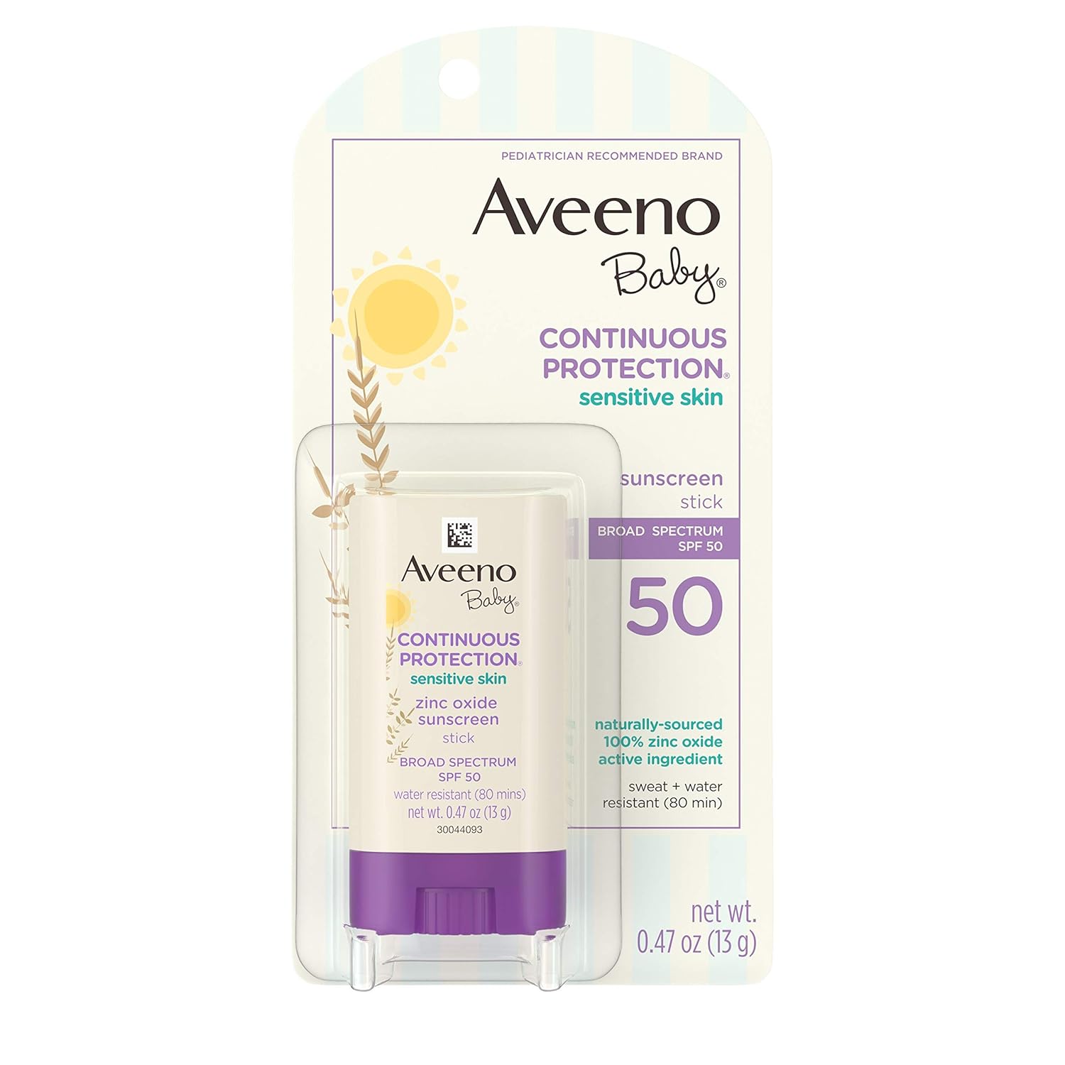 Aveeno Baby Continuous Protection Stick, SPF 50, 0.47 fl oz 1 Each
