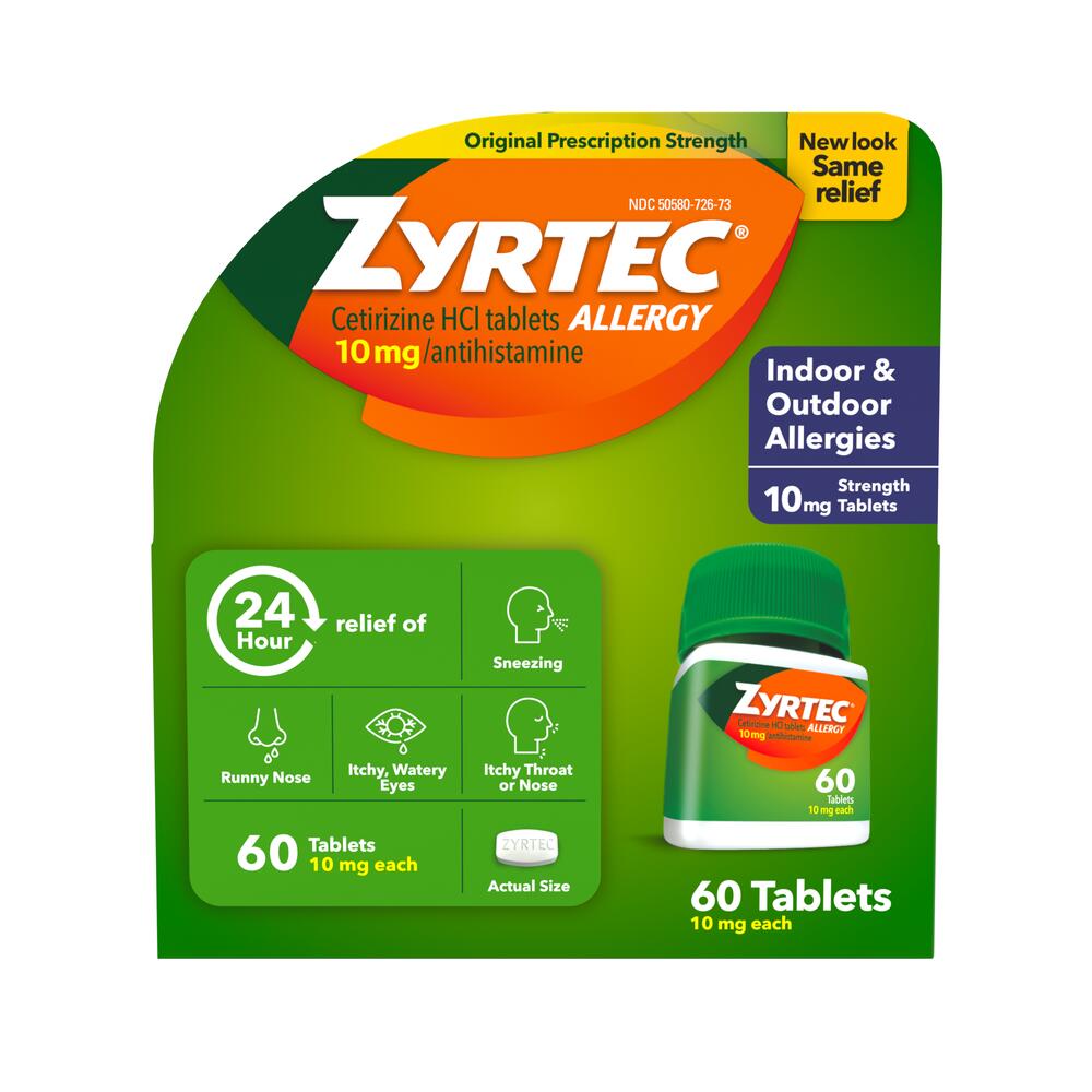 Adult ZYRTEC 10mg IR Tablet, 60 ct
