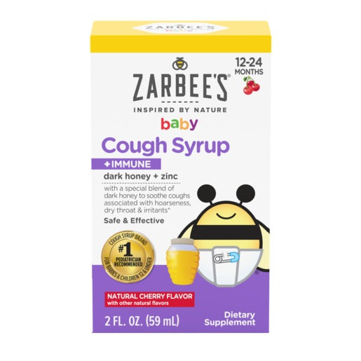 Zarbee's Naturals Baby Cough Syrup with Dark Honey and Zinc, Cherry Flavor