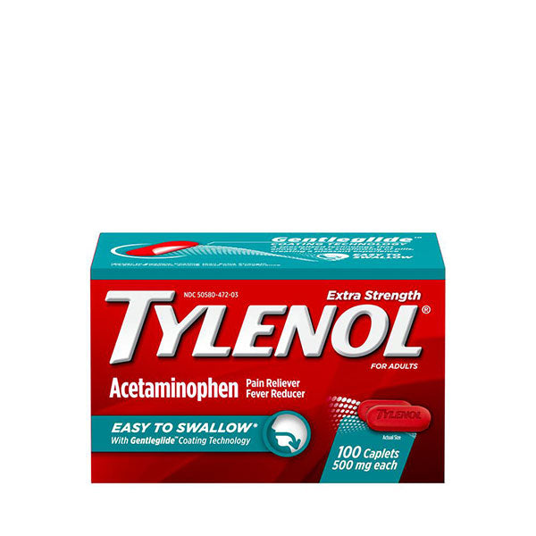 Tylenol Extra Strength, Easy To Swallow Caplets with Gentleglide, 500mg, 100 ct 1 Each