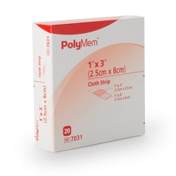 Ferris PolyMem Cloth-Adhesive QuadraFoam Island Hydrogel Strip Dressing 1" x 3" with 1" x 1" Pad