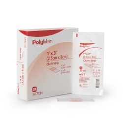 Ferris PolyMem Cloth-Adhesive QuadraFoam Island Hydrogel Strip Dressing 1" x 3" with 1" x 1" Pad