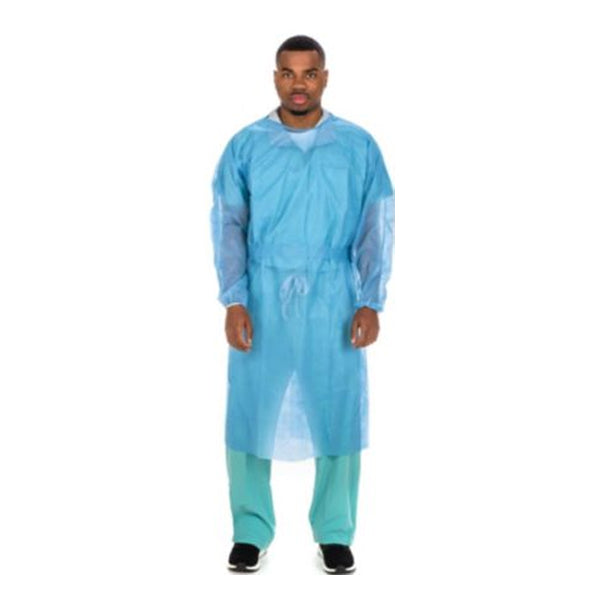 Basic Isolation Gown with Ties, Universal, Blue, Minimal Fluid Protection 1 Each