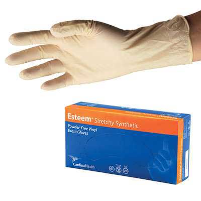 Cardinal Health Stretch Vinyl Exam Gloves, Cream, X-Large, DINP-Free 130 Box