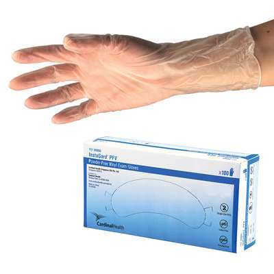 Cardinal Health Clear Vinyl Exam Gloves, Large, DINP-Free 150 Box
