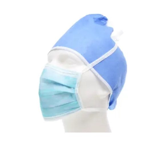 Cardinal Health Level 3 Surgical Mask with Anti-Fog Strip, Ties, Mediterranean Blue 50 Box