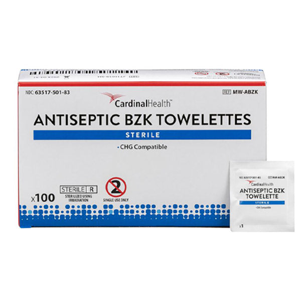 BZK Antiseptic Towelette 5" x 7" 100 Box