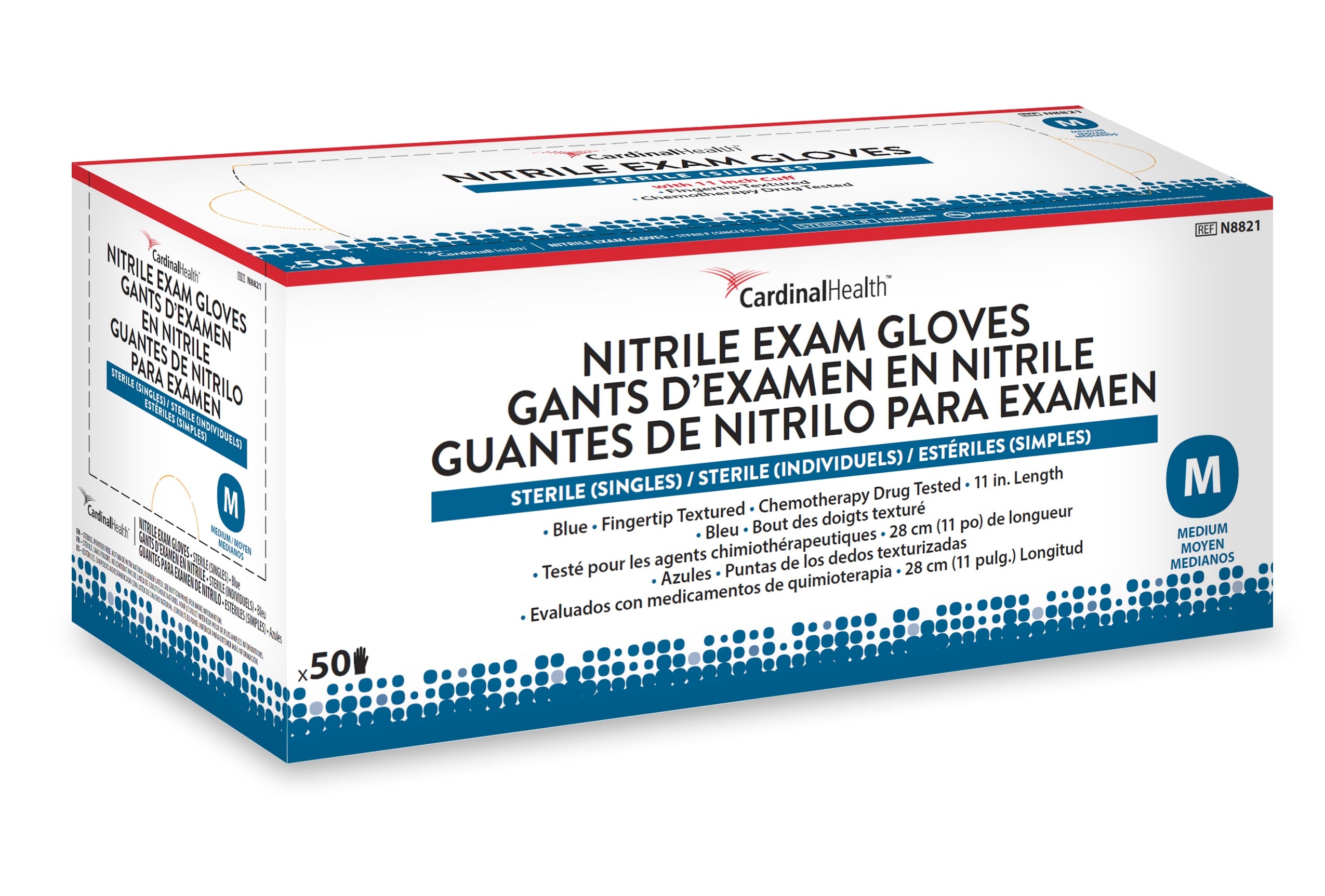 Cardinal Health Sterile (Singles), Powder-Free. Nitrile Exam Glove, X-Large 1 Each