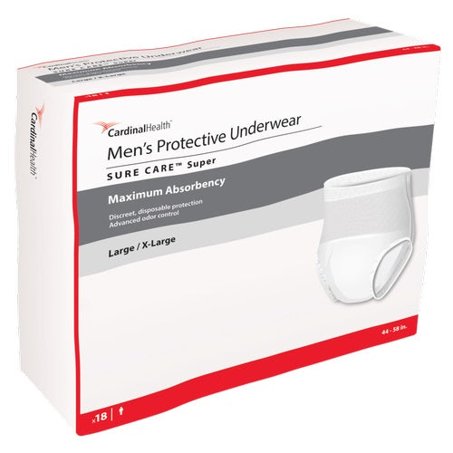 Cardinal Health, Men's Protective Underwear, Sure Care Super, Large/X-Large, 45" - 58" 18 Pack