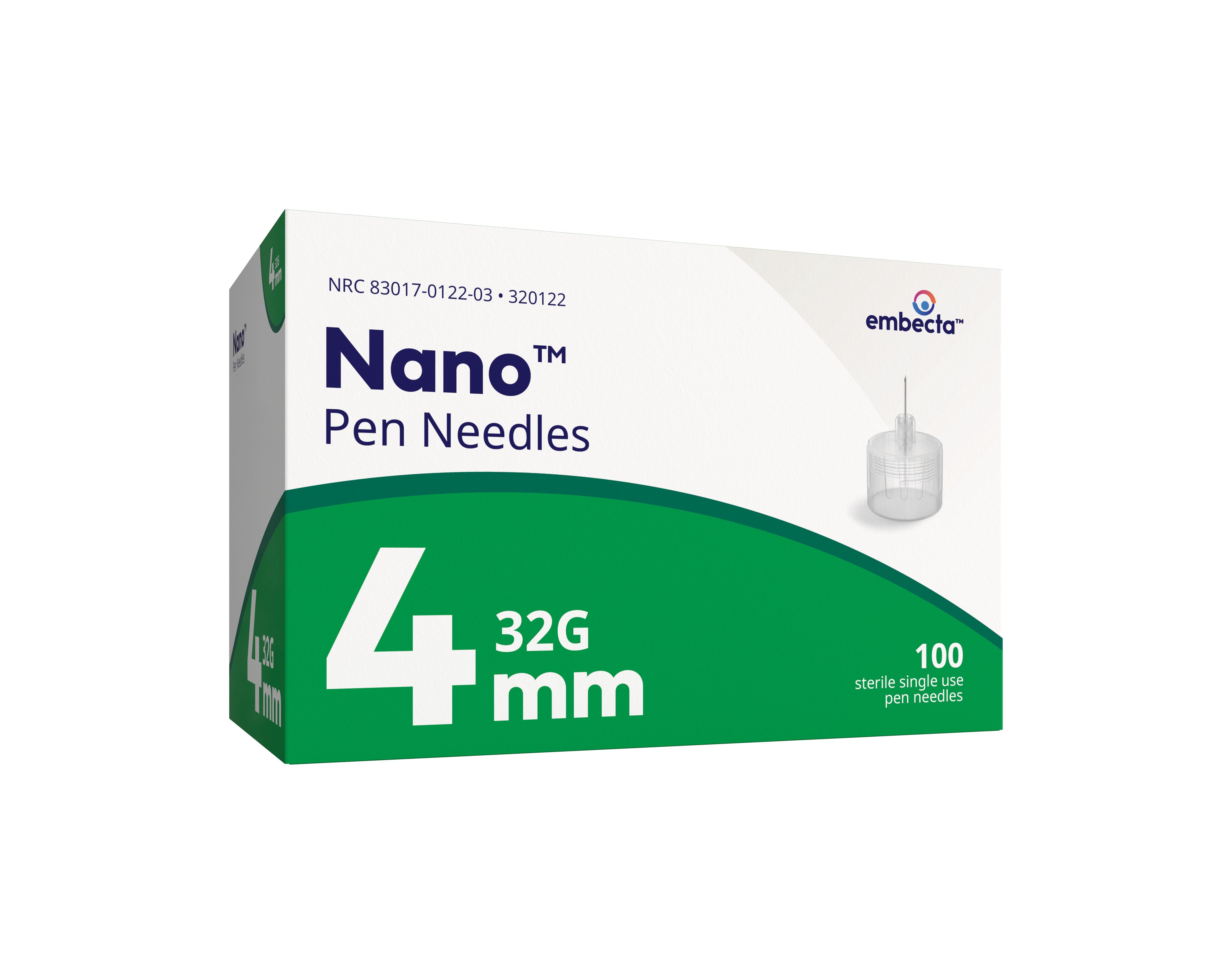 Ultra-Fine Nano Pen Needle 32G x 4 mm (100 count) 100 Box