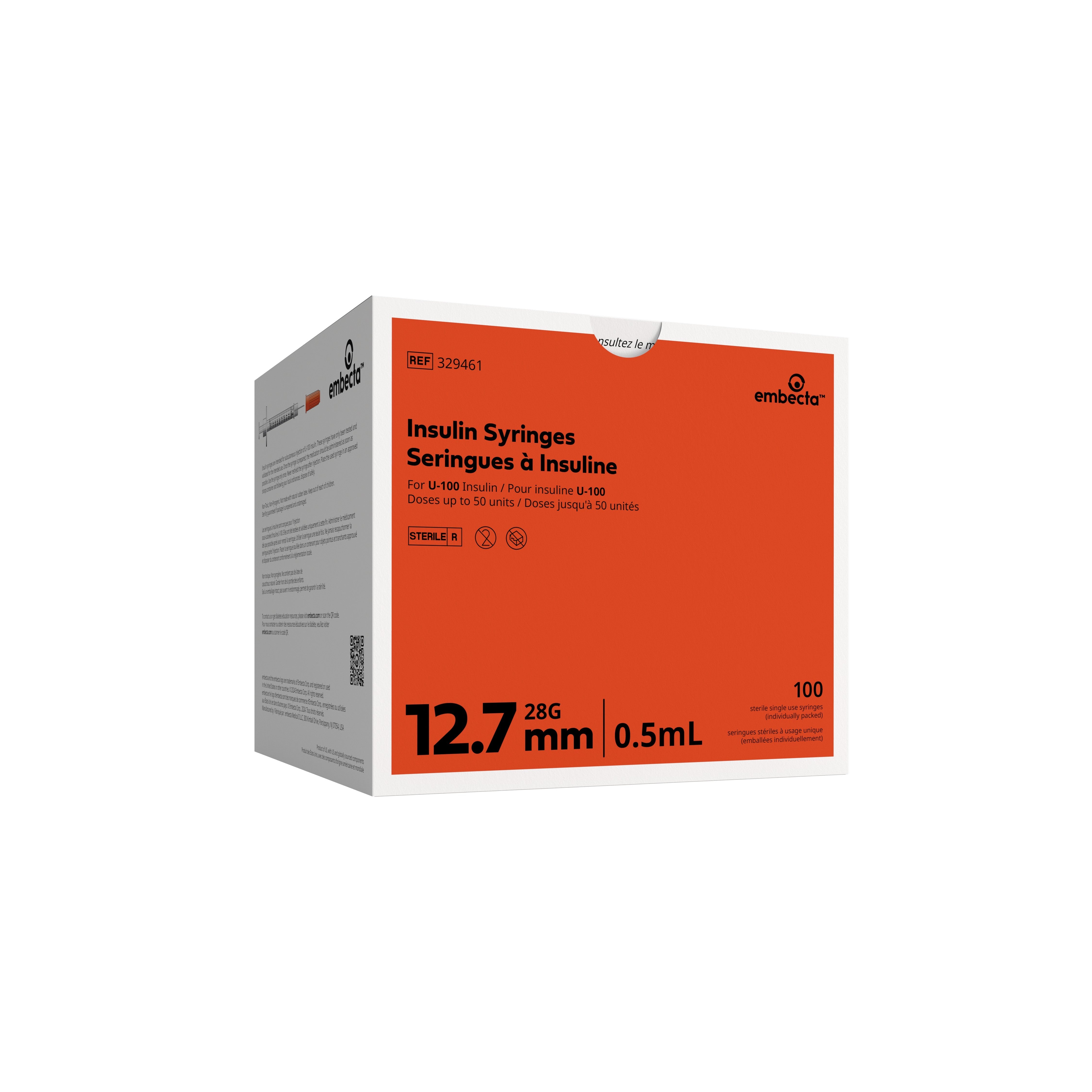 Lo-Dose U-100 Insulin Syringe with Micro-Fine IV Needle 28G x 1/2", 1/2 mL (100 count) 100 Box