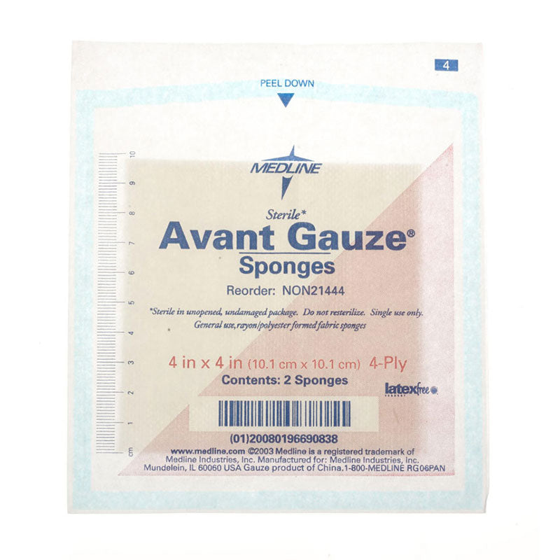 Avant Non-Woven Gauze Sponge Sterile 2's, 4" x 4", 4-Ply 50 Box
