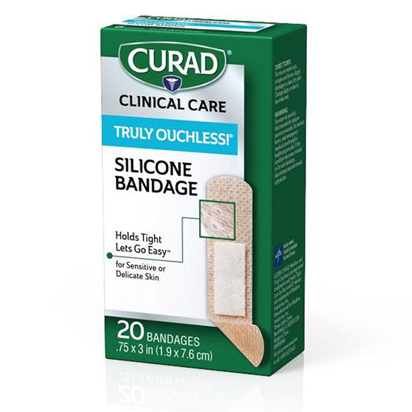 CURAD Silicone Flexible Fabric Bandages, 0.75" x 3", 20/BX 20 Box