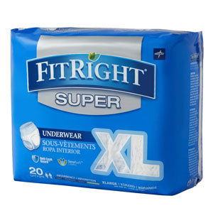 FitRight Super Protective Underwear, X-Large 56" - 68" 20 Pack