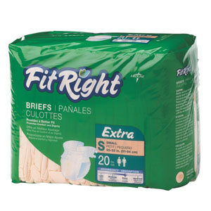 FitRight Extra Cloth-Like Brief, Small 20"-33" 20 Pack