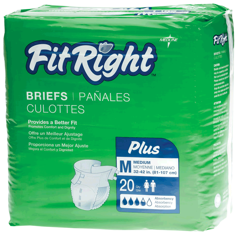 FitRight Plus Brief Medium 32" - 42" 20 Pack