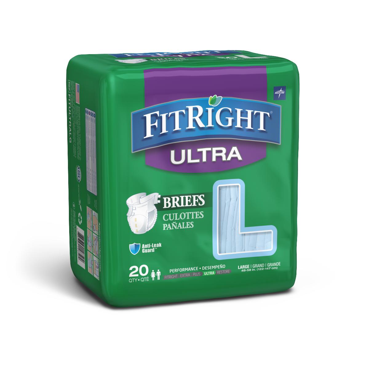 FitRight Ultra Brief Large 48" - 58" 20 Pack
