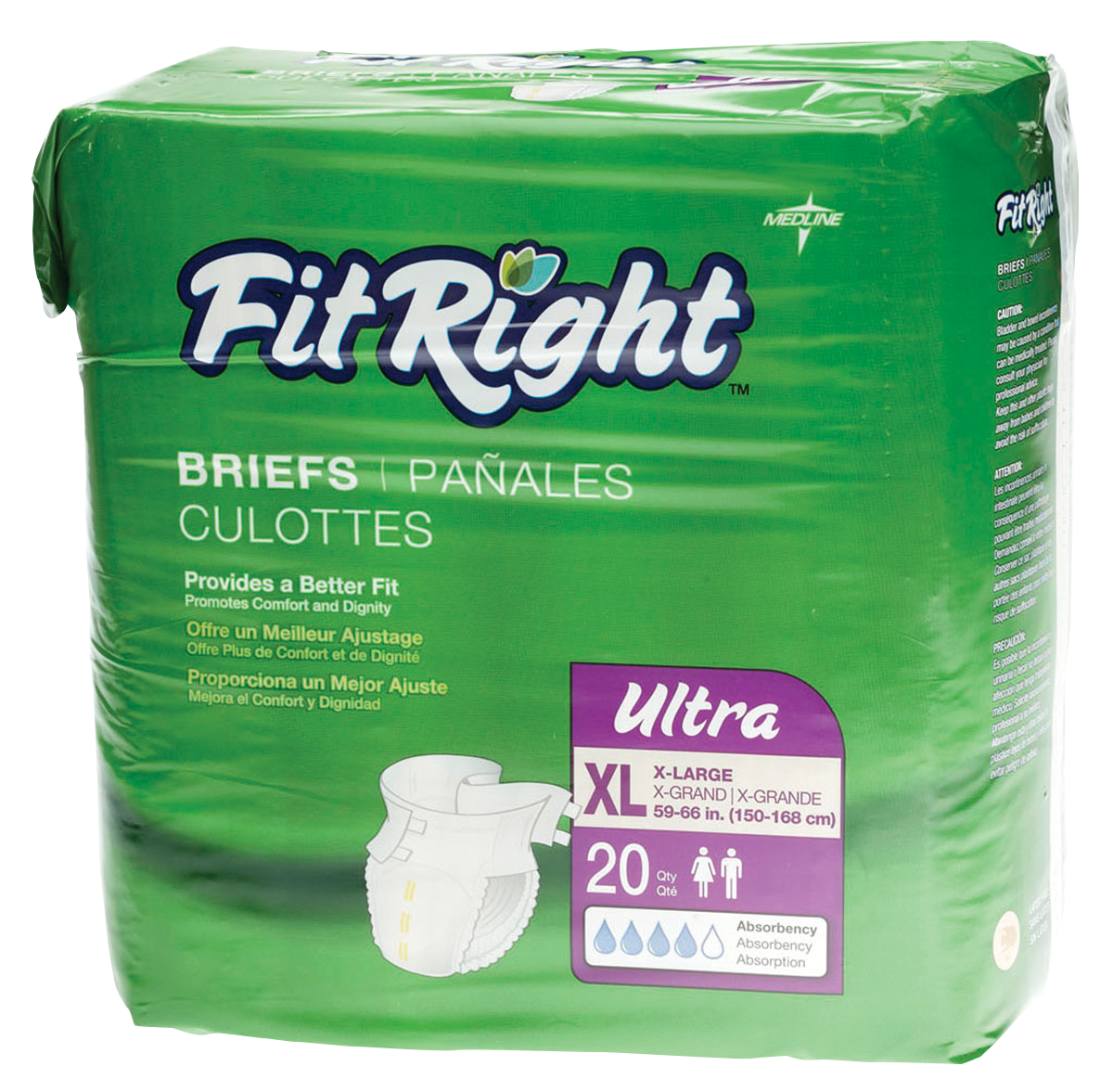 FitRight Ultra Brief X-Large 59" - 66" 20 Pack