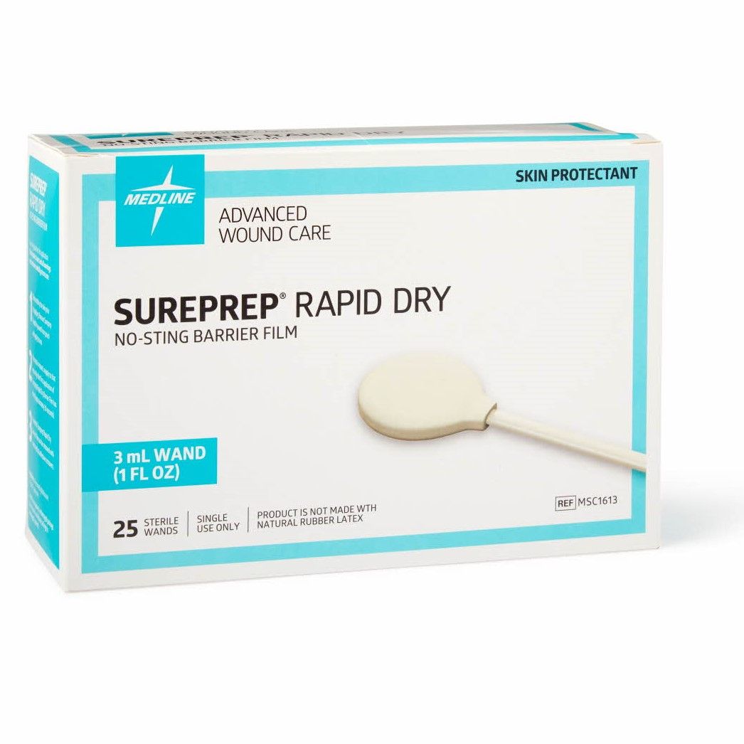 Medline SurePrep Rapid Dry No-Sting Barrier Film, 3 mL Wand