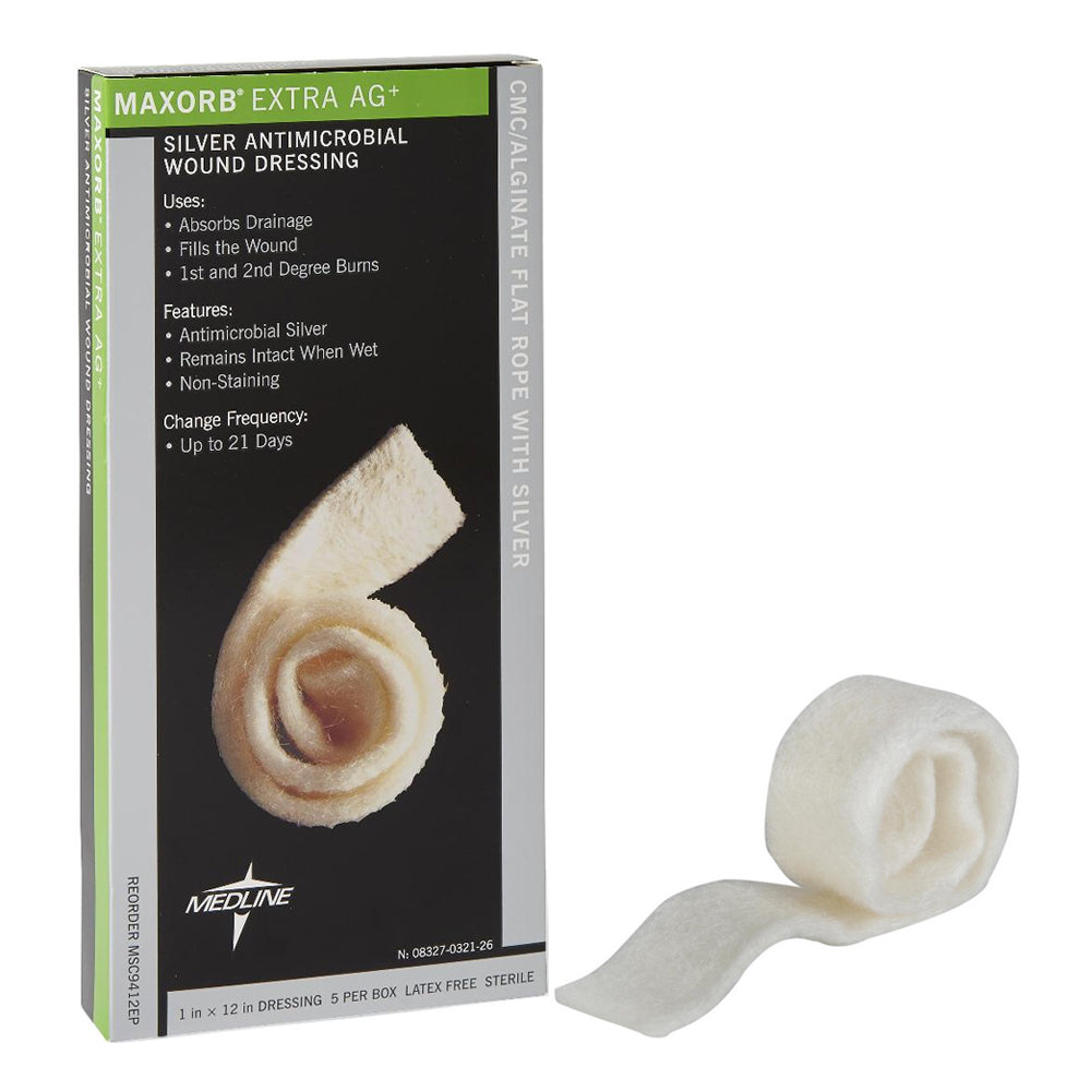 Maxorb Extra Ag+ CMC Alginate Dressings, 1" x 12" 1 Each