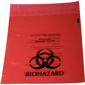 Biohazard Liners, Red with Ziplock, 12" x 12" 1 Each