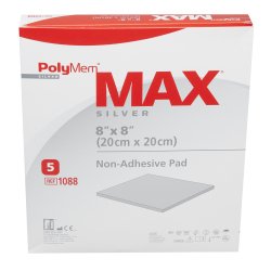 Ferris PolyMem MAX Silver Non-Adhesive Pad Dressing, 8" x 8"