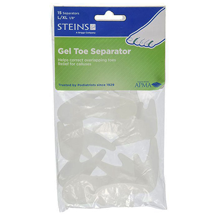 Steins Gel Toe Separators Callus Cushions, Fits Small to Medium, Clear 15 Pack