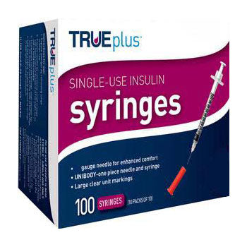 Trueplus Single-Use Insulin Syringe, 31G x 5/16", .3 mL (100 Count) 100 Box
