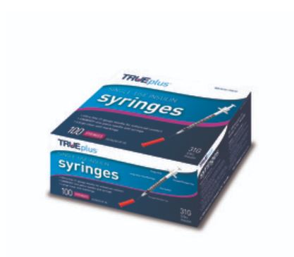 Trueplus Single-Use Insulin Syringe, 30G x 5/16", .5 mL (100 Count) 100 Box