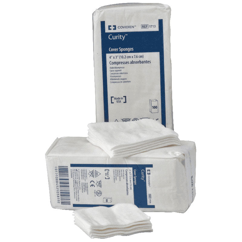 Curity Non-Woven Cover Sponge, Non-Sterile, 3" x 3", 4 Ply 100 Pack