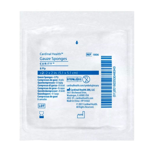 Curity Woven Gauze Sponge, Sterile 2's, 2" x 2", 8 Ply