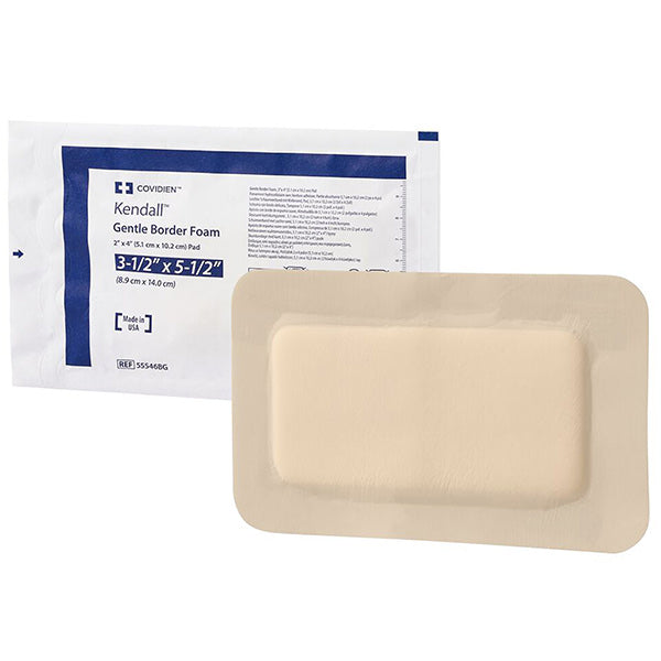 Cardinal Health Kendall Foam Border Gentle Silicone Adhesion Dressing, 3.5" x 5.5"